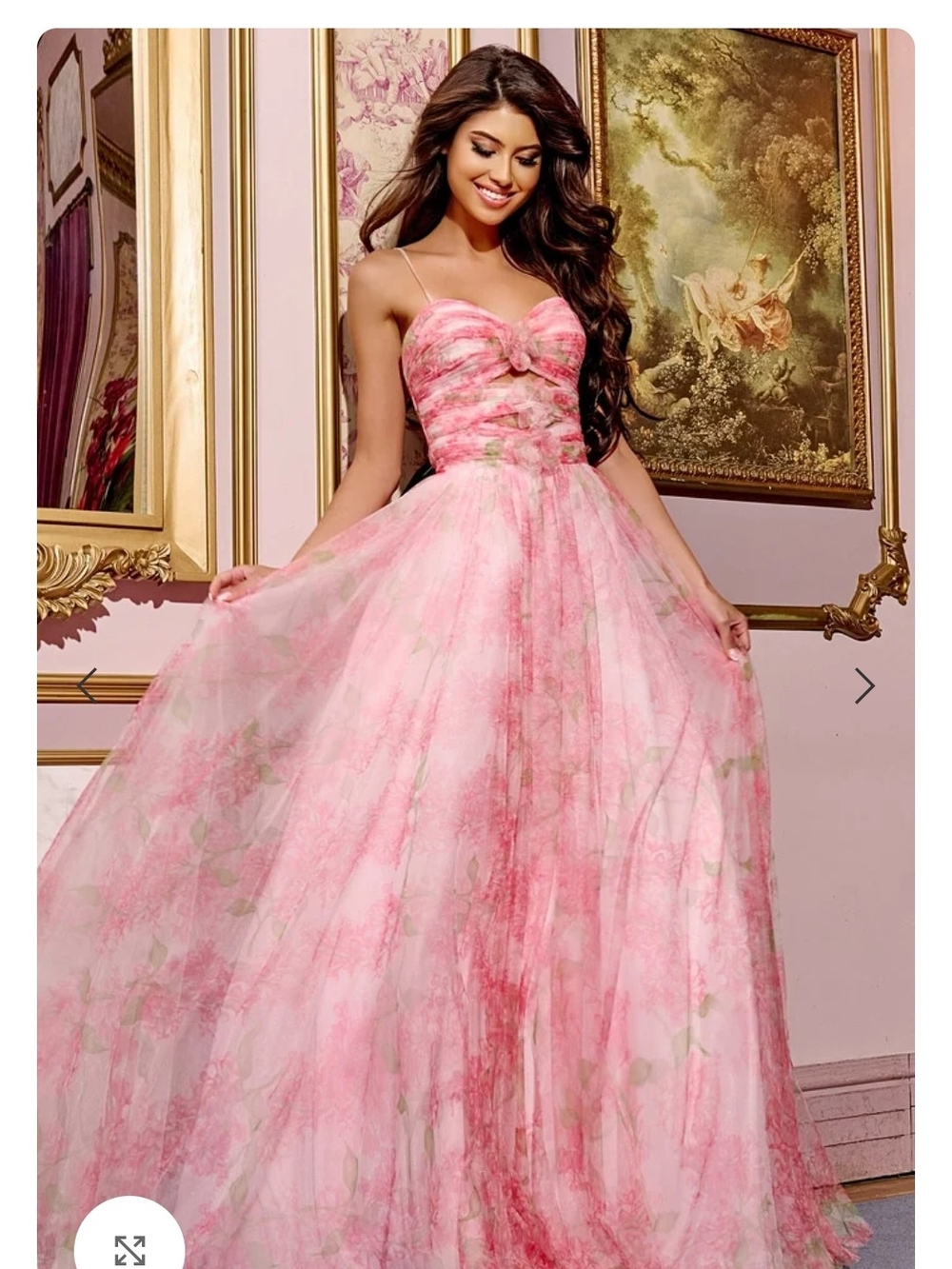NWT Jovani Floral Print Cutout Tulle Gown 40402A Size 8".